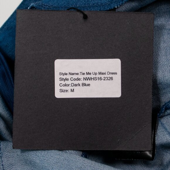 NEW Nightwalker Tie Me Up Maxi Dress Womens Medium M Blue High Slits Deep V U13X - Picture 6 of 7